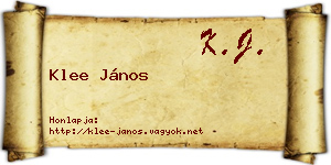 Klee János névjegykártya